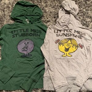 Little Miss Green and Gray Kids Hoodies Set